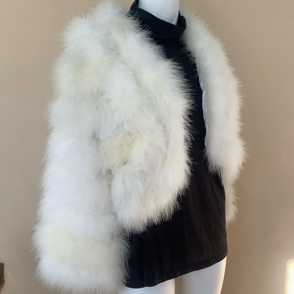 Vintage 70's Marabou Feather Cropped Jacket | Lilli Diamond Ostrich Feather Coat - Picture 2 of 10